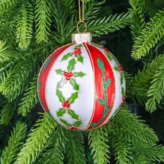 Шар Yancheng Shiny стеклянный с новогодним узором 8 см