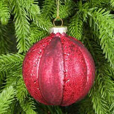 Шар Yancheng Shiny стеклянный бордовый с орнаментом 8 см